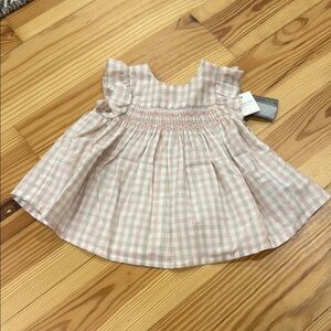 Bonpoint Pink Plaid Baby Dress with Ruffle Sleeves